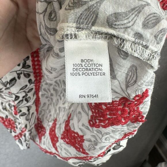 J Jill Prairie Peasant Tunic Top Embroidered Sz S Boho Tassel Tie Cottage Cotton - Picture 16 of 16